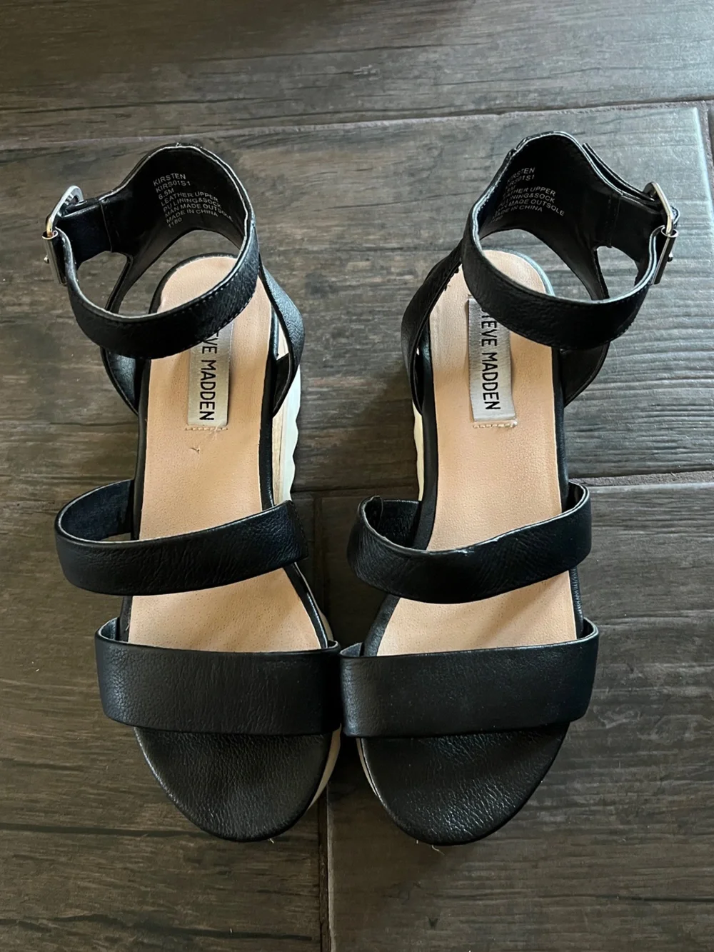 Steve Madden Black Kirsten Cork Platform Wedge Sandals